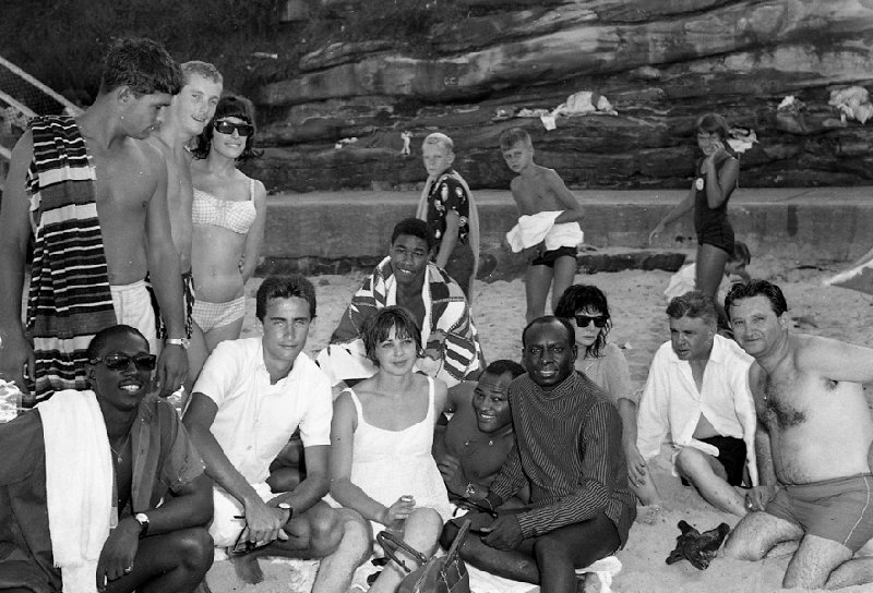 Earl Grant and his colleagues at Coogee Beach in 1965