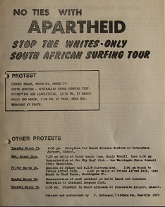 Leaflet for program for anti-Apartheid rally at Coogee, 1971