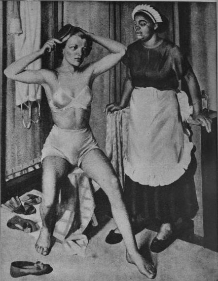 Josephine Thomal poses as a servant for the painting <i>The Toilet</i>