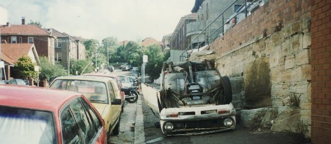 It was a big night one time back in 1992- overturned car