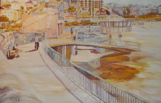 Byron Walden-Gold painting of Coogee Beach, 1987